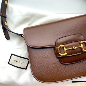 AUTHENTIC - Gucci 1955 Horsebit Brown Leather Bag